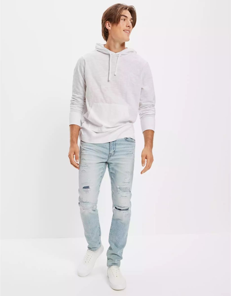 Jean American Eagle AE AirFlexUltrasoft Patched Athlétiques Mince Multicolore Homme | XIH-00552845